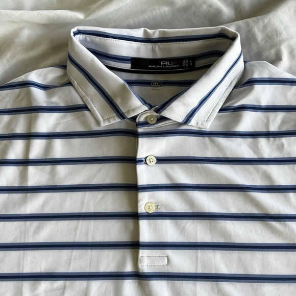 RLX Ralph Lauren Men's XL Blue Stripe Classic Fit Performance Polo Stretch Golf - Picture 3 of 12